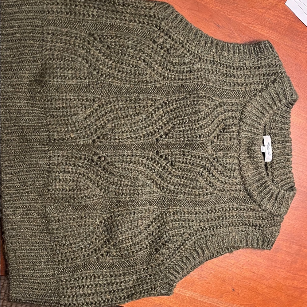 Madewell Olive Cable Knit Sweater